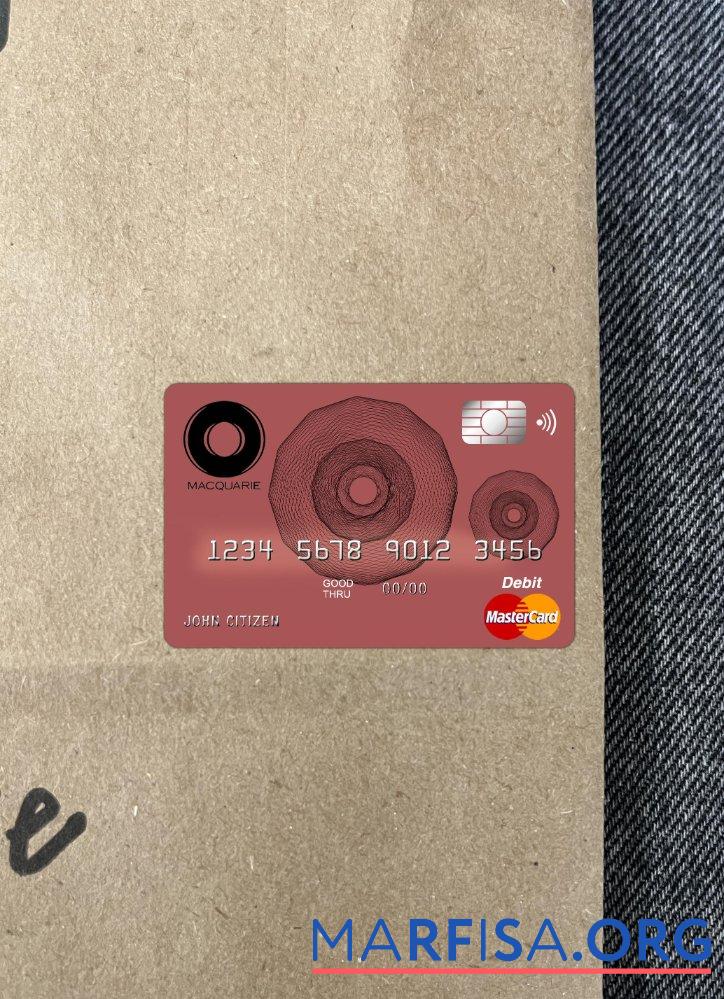Realistic Australia Macquarie bank mastercard photolook front real example